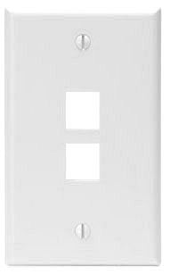 LEVITON Leviton 41080-2WP Single-Gang QuickPort Wall Plate 2 Ports White