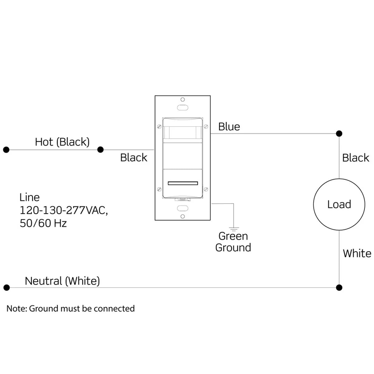LEVITON Leviton ODS06-IDW Passive Infrared Wallbox Occupancy Sensor 120/277VAC 180 Degree