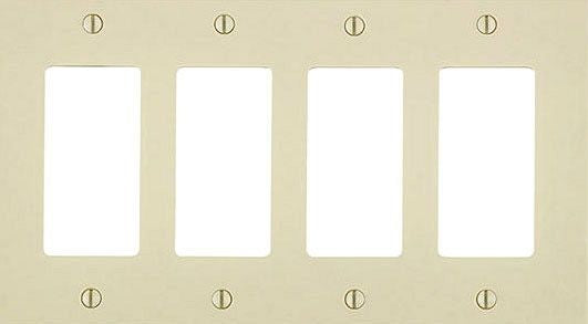 LEVITON Leviton PJ264-T 4-Gang Decora/GFCI Decora Wallplate Midway Size Light Almond