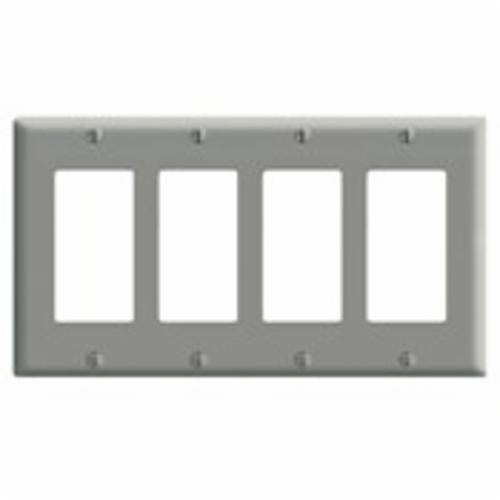 LEVITON Leviton PJ264-T 4-Gang Decora/GFCI Decora Wallplate Midway Size Light Almond