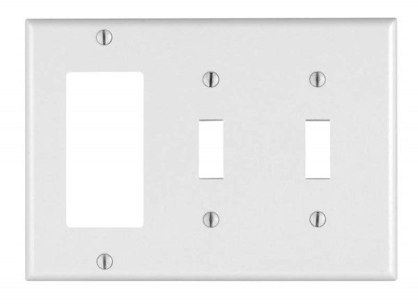 LEVITON Leviton PJ226-W Combination Wallplate Midway Size 3 Gangs 2 Toggle 1 Decorator