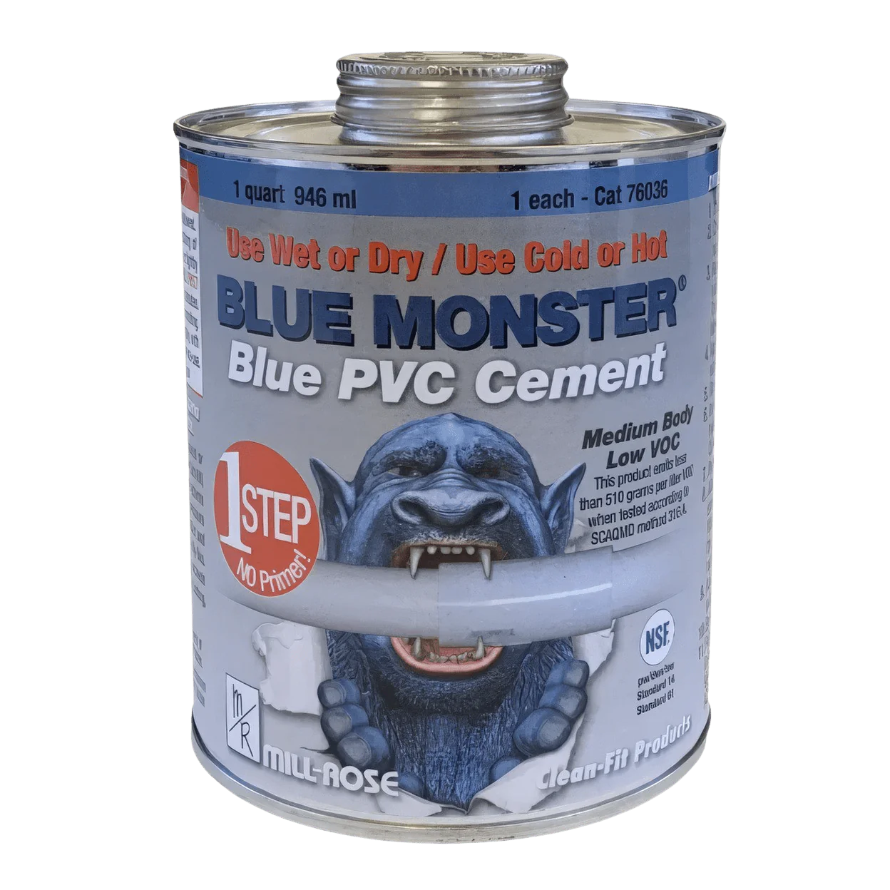 MILL-ROSE Mill-Rose 76036 Blue Monster 32 oz. Fast Set Plastic Blue Pipe Cement