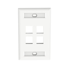 Panduit NK4FWHY NetKey 4-Port Faceplate, Label Pocket, White