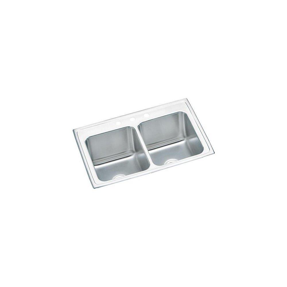 ELKAY Elkay DLR3322103 Lustertone Classic Stainless Steel 33 x 22 x 10-1/8 Equal Double Bowl Drop-in Sink