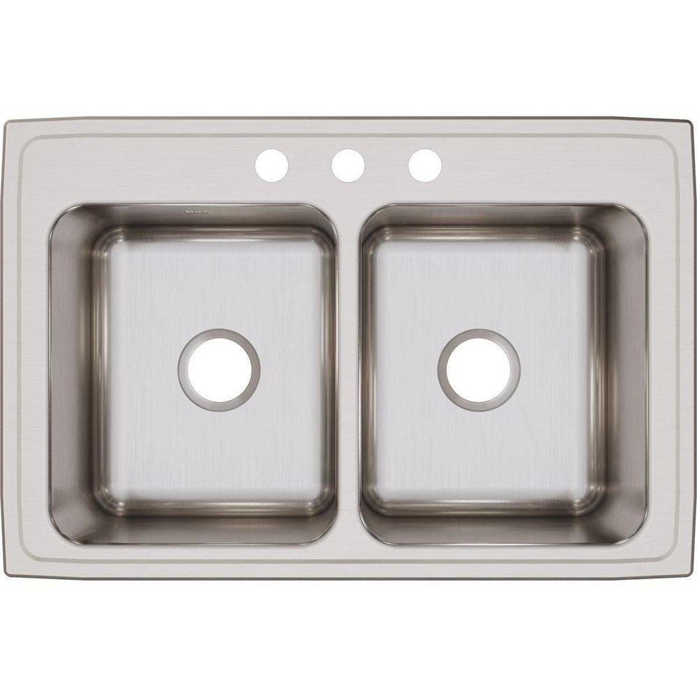 ELKAY Elkay DLR3322103 Lustertone Classic Stainless Steel 33 x 22 x 10-1/8 Equal Double Bowl Drop-in Sink