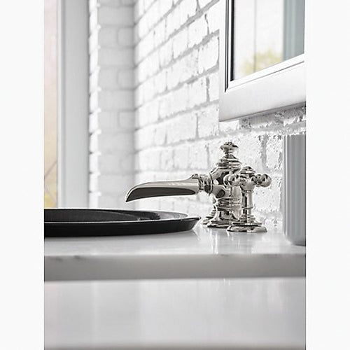 KOHLER Kohler K-98068-3-SN Artifacts 3-1/2 Inch H Widespread Bathroom Sink Cross Handle Vibrant Polished Nickel