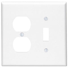 Leviton 80505-W 2-Gang 1-Toggle 1-Duplex Device Mount Midway Size Thermoset White Combination Wallplate