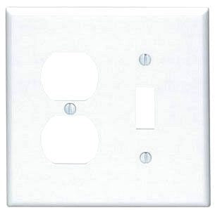LEVITON Leviton 80505-W 2-Gang 1-Toggle 1-Duplex Device Mount Midway Size Thermoset White Combination Wallplate