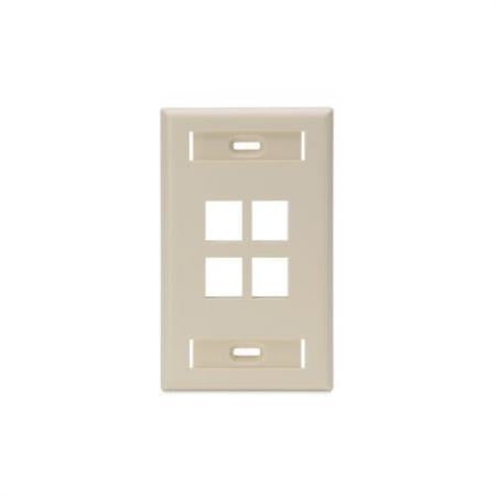 LEVITON Leviton 42080-4IS QuickPort Wallplate 4-Port Standard Size with ID Window