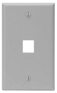 LEVITON Leviton 41080-1GP Single-Gang QuickPort Wall Plate, 1-Port, Grey