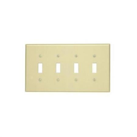 LEVITON Leviton PJ4-I 4-Gang Toggle Switch Wallplate, Midway Size - Ivory