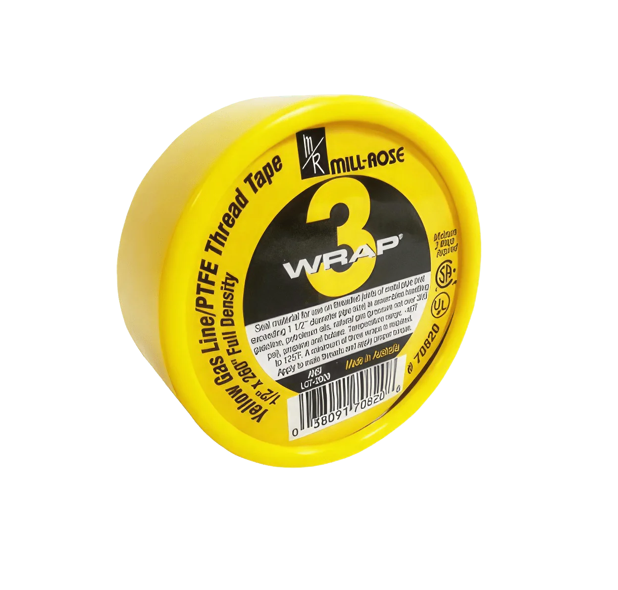MILL-ROSE Mill-Rose 70796 3-Wrap WaterLine PTFE Thread Seal Tape, 1/2 inch x 260 inch