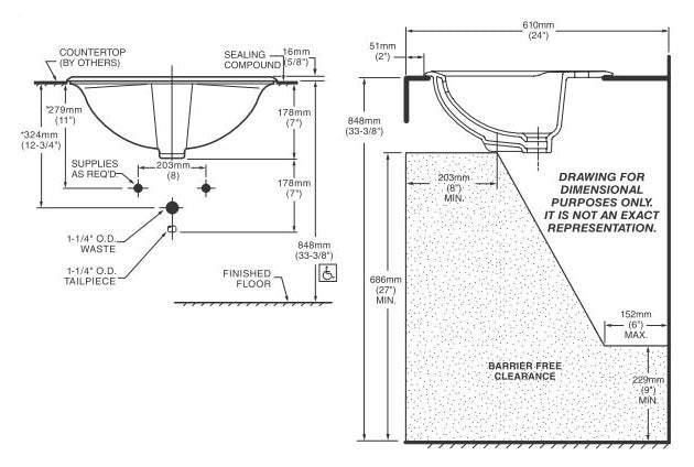 AMERICAN STANDARD American Standard 0476.028.021 Aqualyn Drop-In Sink with 4 in Faucet Hole Spacing