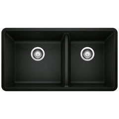 BLANCO BLANCO 442926 Precis 1-3/4 Double Bowl Kitchen Sink - Coal Black