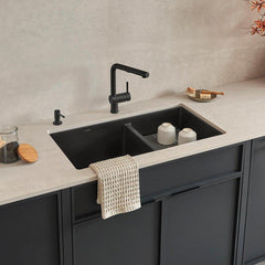 BLANCO BLANCO 442926 Precis 1-3/4 Double Bowl Kitchen Sink - Coal Black