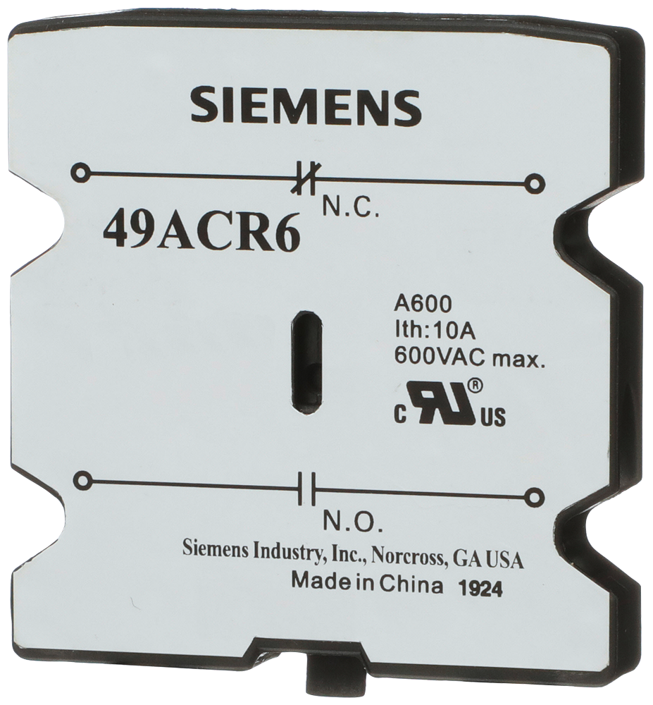 SIEMENS Siemens 49ACR6 Aux Switch DP, 600VAC, 1NO/1NC