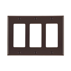 LEVITON Leviton 80411-N 3-Gang Standard Size Thermoplastic Nylon Brown GFCI Device Mount Decora Wallplate