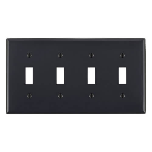 LEVITON Leviton 80712-E 4-Gang Toggle Device Switch Wallplate Power Each Replacement MPN