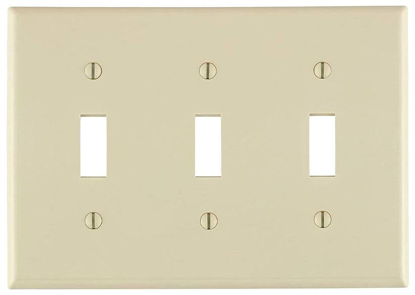 LEVITON Leviton 80711-T 3-Gang Electrical Wall Plate, Nylon, Toggle Switch, Light Almond