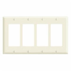 Leviton 80412-NW 4-Gang White Decora Standard Size Nylon Wallplate