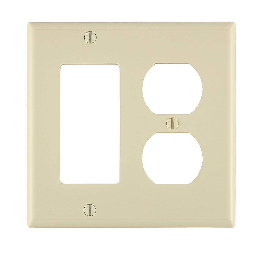 LEVITON Leviton 80746-T Combination Wallplate Standard Size 2 Gang Light Almond