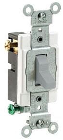 LEVITON Leviton CS315-2GY 15 Amp 120/277 Volt Toggle 3-Way Commercial Spec Grade Grounding Side Wired Grey AC Quiet Switch
