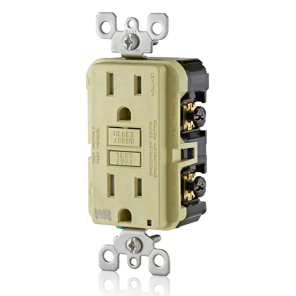 LEVITON Leviton GFWT1-I Self-Test Tamper Resistant Weather Resistant GFCI Receptacle 15A 125V