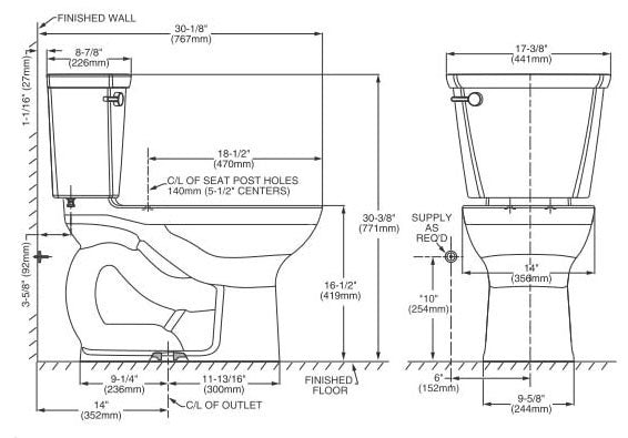 AMERICAN STANDARD American Standard 4188A105.020 Toilet Tank with Right Hand Trip Lever (8-7/8 x 17-3/8)