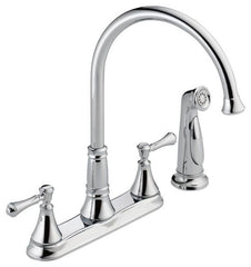 DELTA FAUCET Delta Faucet 2497LF Cassidy Two Handle Kitchen Faucet with Spray 1.8 GPM 8 in Center