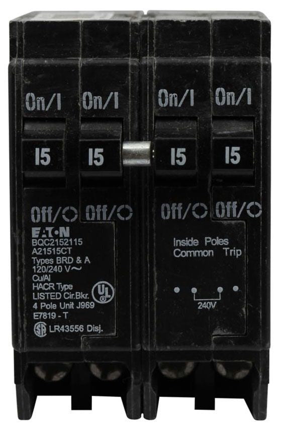 EATON EATON BQC230240 Type BQC Quadplex Circuit Breaker, 120/240 VAC, (1) 30 A, (1) 40 A, 10 kA Interrupt, 4 Poles