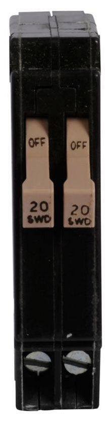 EATON EATON CHT2020 Type CHT Twin Circuit Breaker, 120/240 VAC, (2) 20 Amp, 10 kAIC
