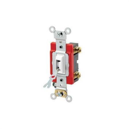 LEVITON Leviton 1221-2WL Locking Toggle Switch, 20A, 120/277V, White