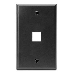 LEVITON Leviton 41080-1EP Single-Gang QuickPort Wall Plate, 1-Port, Black