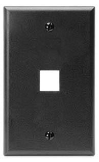 LEVITON Leviton 41080-1EP Single-Gang QuickPort Wall Plate, 1-Port, Black