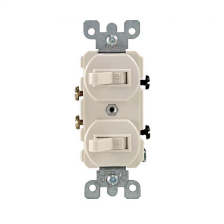 LEVITON Leviton 5224-2T 1-Pole Combination Stacked Toggle Switches Device 20 A 125 VAC