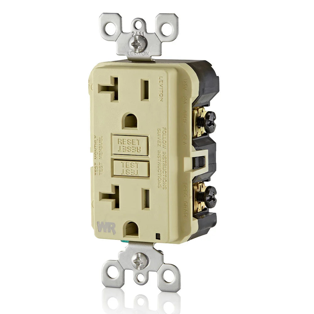 LEVITON Leviton GFWT2-I Self-Test Tamper Resistant GFCI Receptacle 20A-125V