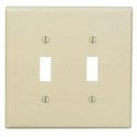LEVITON Leviton PJ2-T 2-Gang Toggle Switch Wallplate Midway Size Light Almond