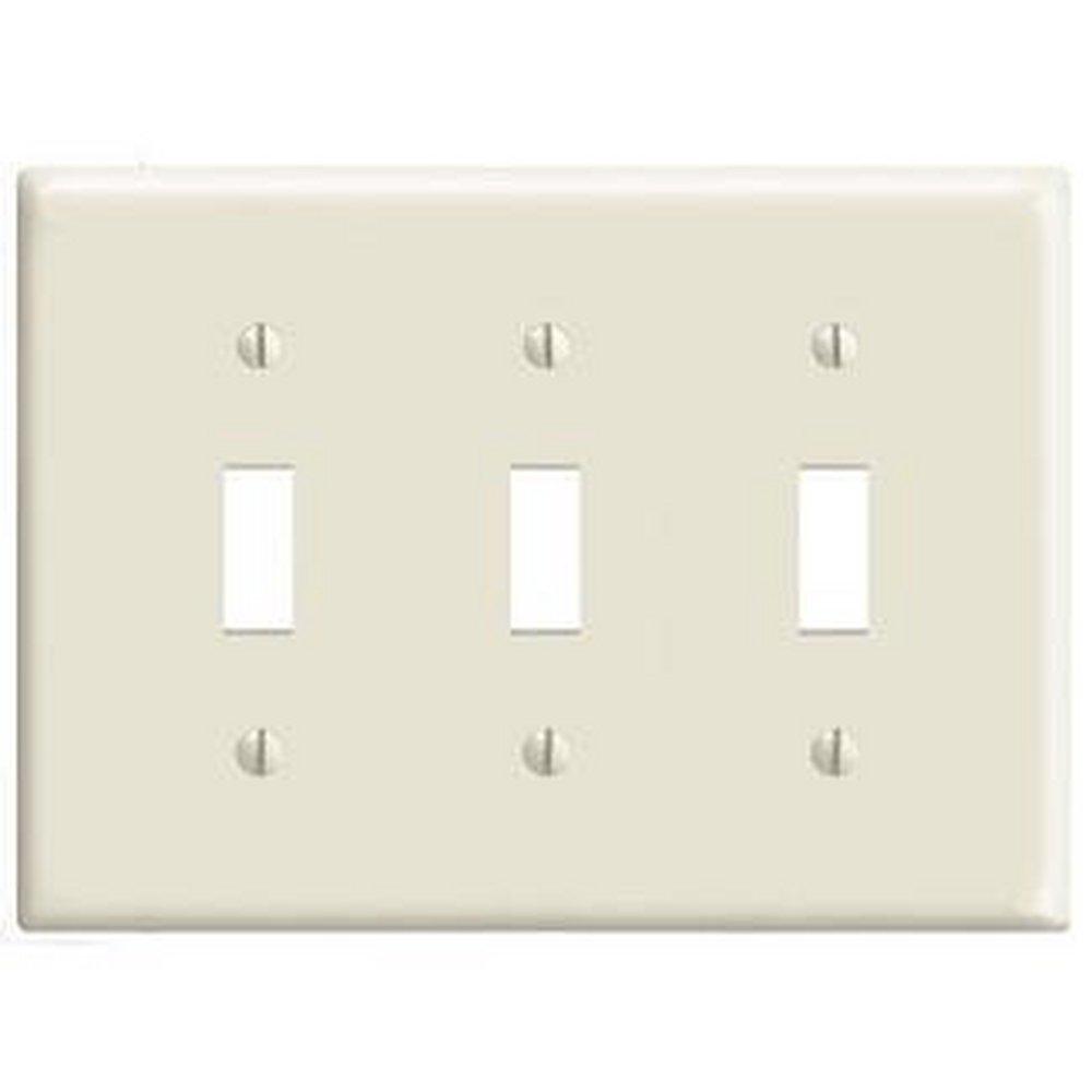 LEVITON Leviton PJ3-I 3-Gang Toggle Switch Wallplate, Midway Size, Ivory