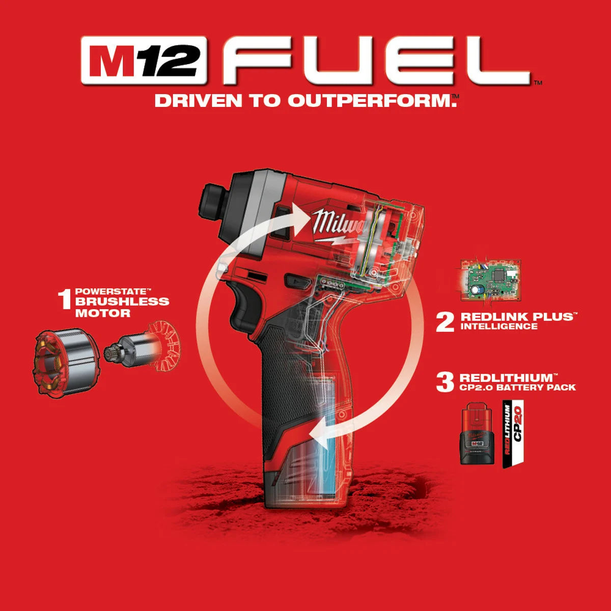 MILWAUKEE Milwaukee 2553-21 1/4 Hex Impact Driver 12 V (Kit)
