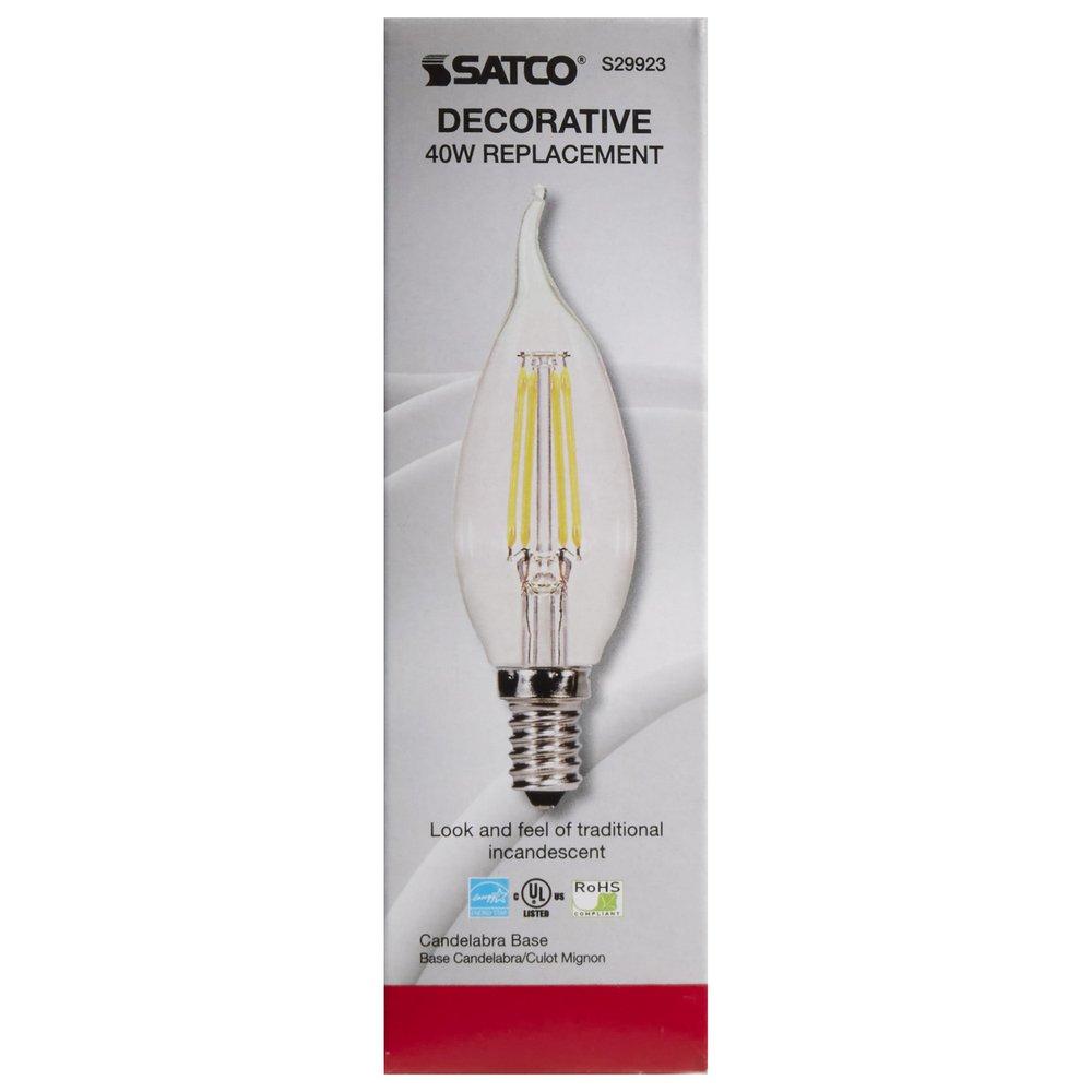 SATCO-NUVO SATCO S29923 4W CA11 LED Bulb Candelabra E-12 Base 2700 Kelvin 360 Degree Dimmable 120V