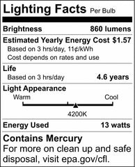 SATCO S1906 13W T5 Fluorescent Light Bulb 4200 Kelvin with Mini Bi-Pin Base Pack of 10