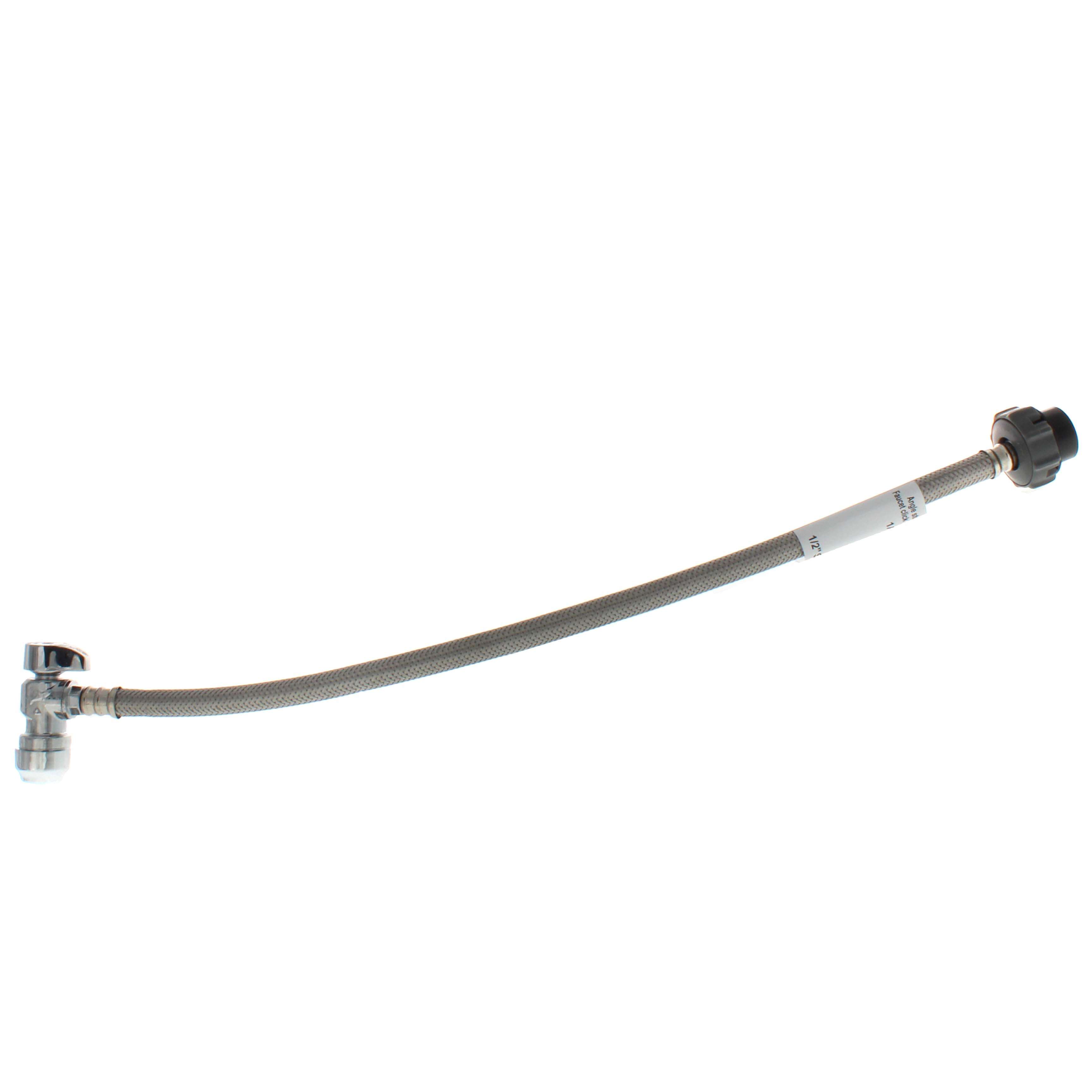 SHARKBITE SharkBite 24657 1/2 in Angle Stop x 1/2 in NPSM Click Seal Push-To-Connect Faucet Connector, 20 in Hose