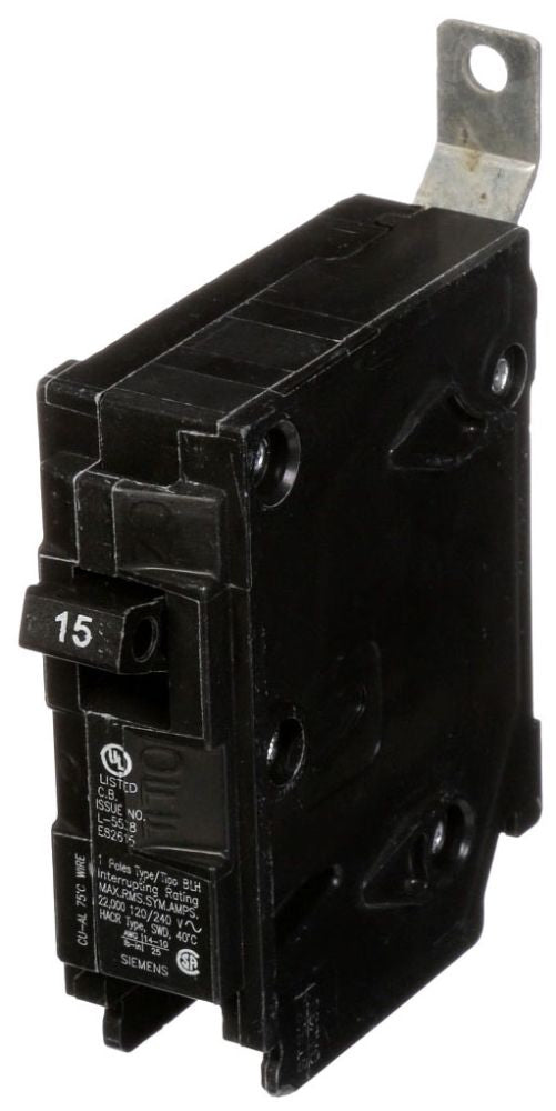 SIEMENS Siemens B115 Type BL Molded Case Circuit Breaker, 120 VAC, 15 A, 10 kA Interrupt, 1 Poles