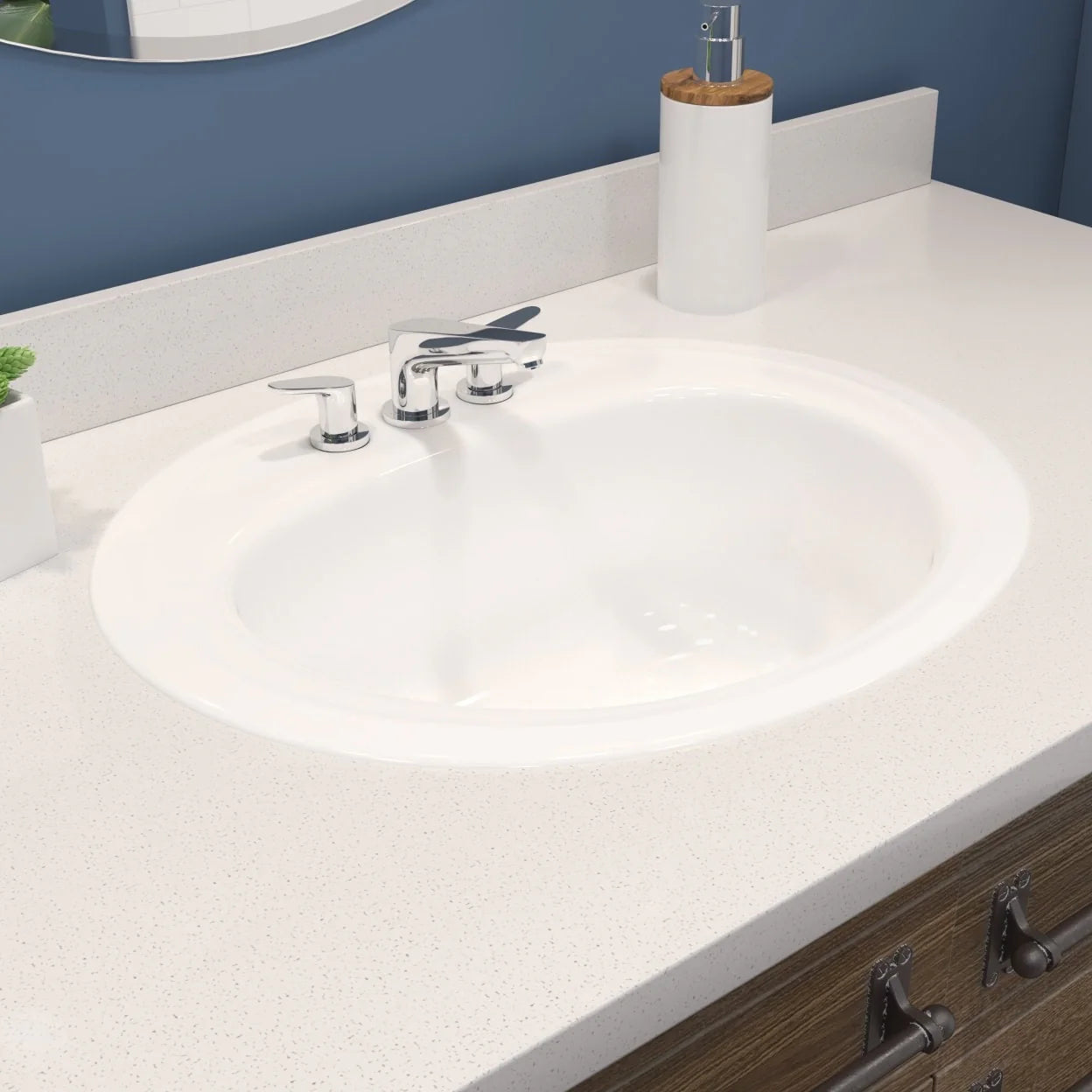 BOOTZ INDUSTRIES Bootz Industries 021-2445-00 Bootz Azalea 17 Inch x 20 Inch x 6-1/2 Inch Oval Steel Self-Rimming Bathroom Sink, White