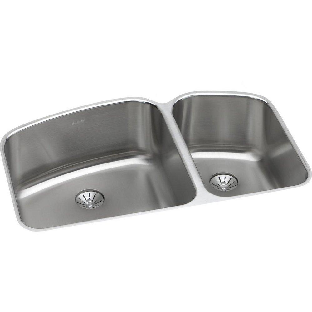 ELKAY Elkay ELUH31229RPD Lustertone Classic Stainless Steel Double Bowl Undermount Kitchen Sink 32-3/4 x 21 x 9