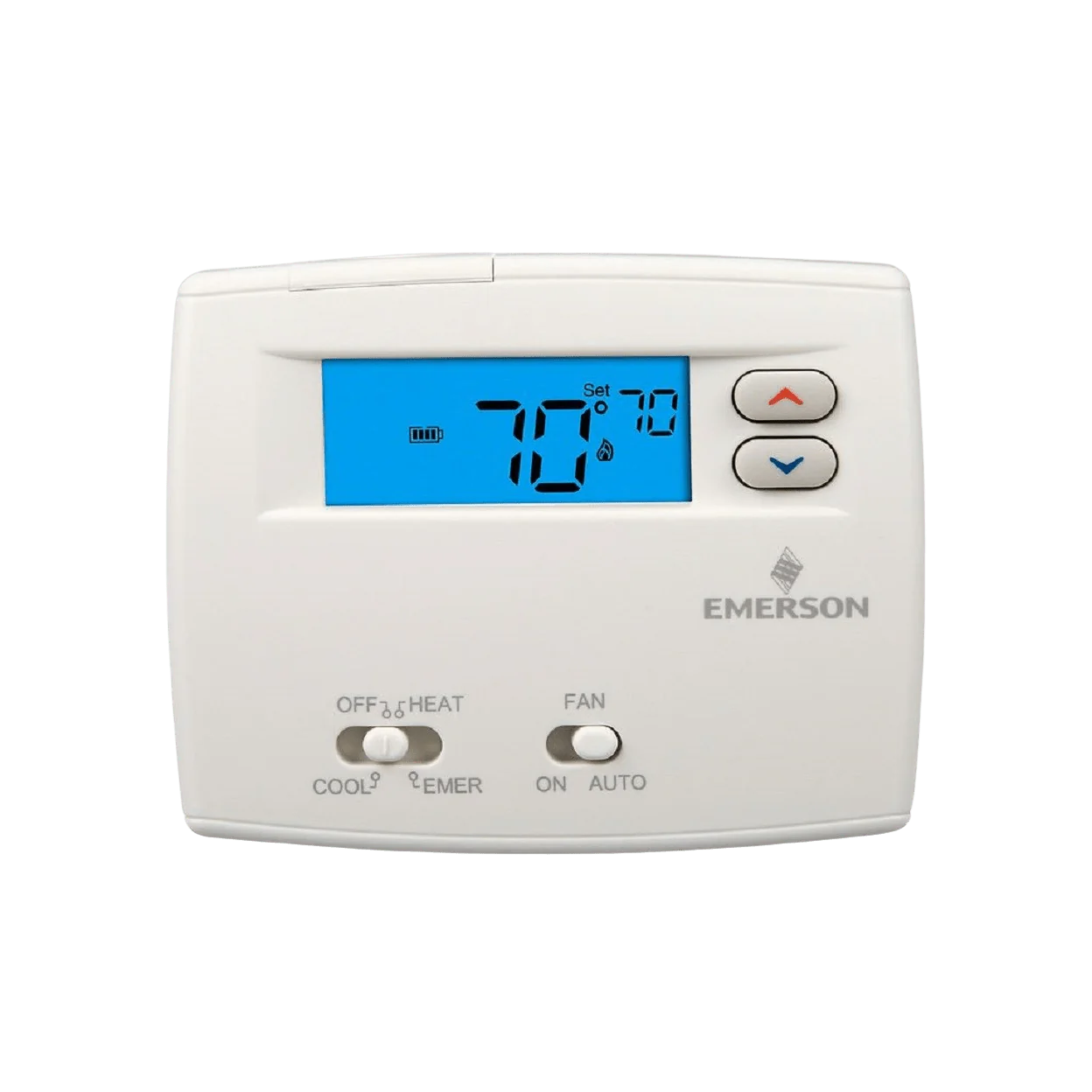 EMERSON CLIMATE TECHNOLOGIES Emerson Climate Technologies 1F89-0211 White-Rodgers 2 Heat/1 Cool Digital LCD Non-Programmable Thermostat, 45 to 90 Deg F, 0 to 30VAC