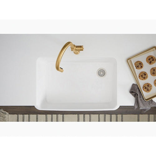 KOHLER Kohler K-24268-0 Ironridge 34 inch x 22 inch Cast Iron Farmhouse Undermount Kitchen Sink