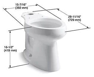 KOHLER Kohler K-4199-0 Highline Elongated Toilet Bowl Only, White