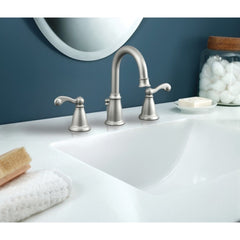 MOEN Moen WS84004SRN Traditional Two Handle Widespread Bathroom Sink Faucet In Spot Resist Brushed Nickel