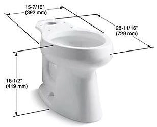 KOHLER Kohler K-4199-96 Highline Elongated Comfort Height Toilet Bowl Only Biscuit